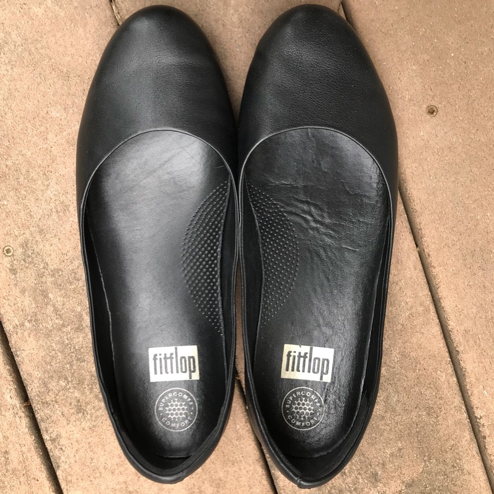Fitflop Black Leather Flats -Super Ballerina